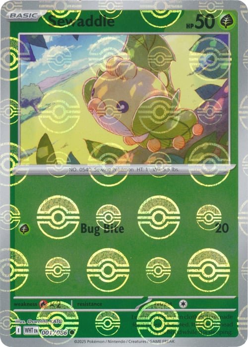 Sewaddle (Poke Ball Pattern) [WHT - 001/086] - Atomili Collectables